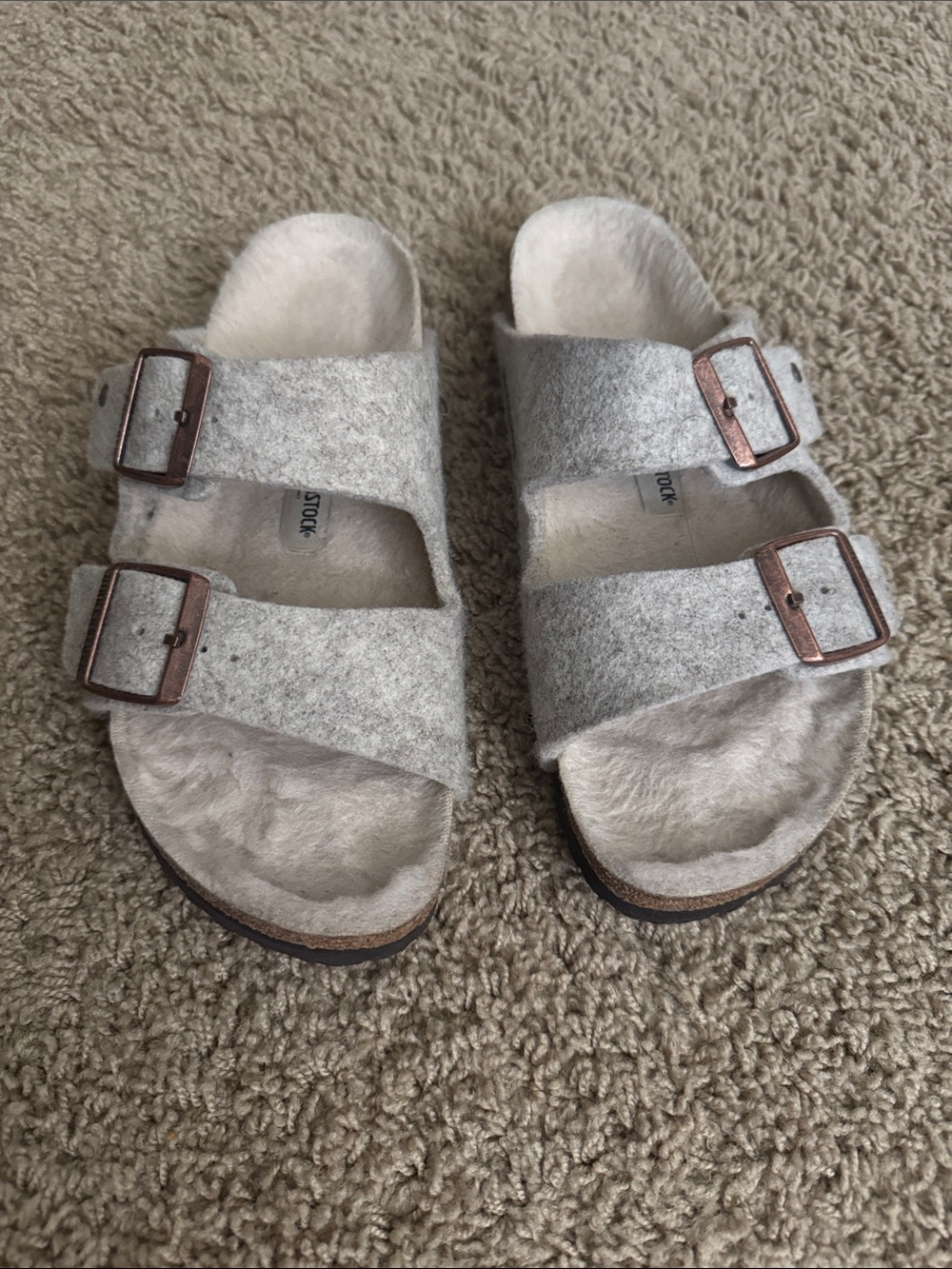 Women’s Birkenstocks Gray Wool Dual-Buckle